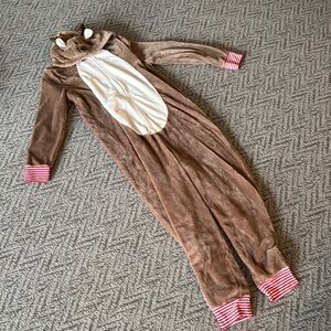 Brown Animal Onesie with Striped Cuffs
